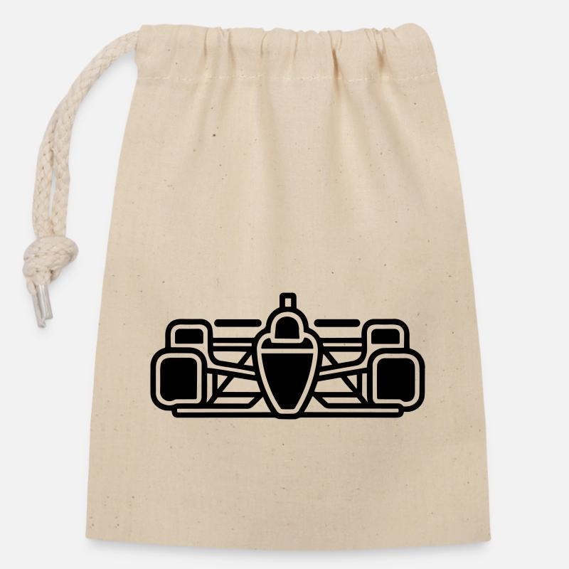 F1 Voiture de course - Sac cadeau en coton avec cordon (14 x 20 cm) - nature