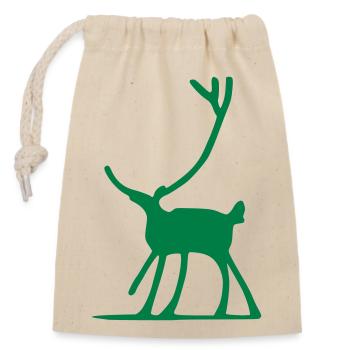 Hirsch Cooles Rentier Motiv Silhouette - Verschließbarer Geschenkbeutel aus Baumwolle (14x20cm) - Natur - Vorne