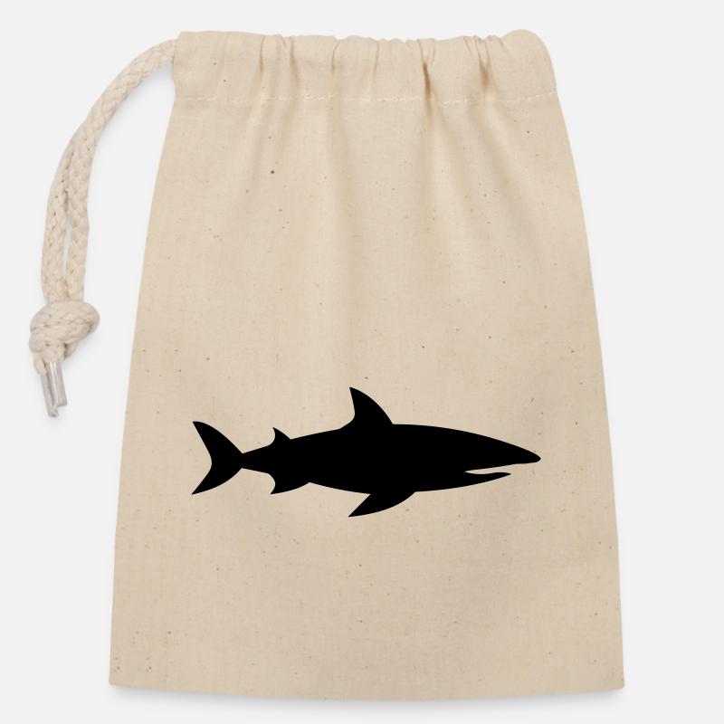 Requin - Sac cadeau en coton avec cordon (14 x 20 cm) - nature