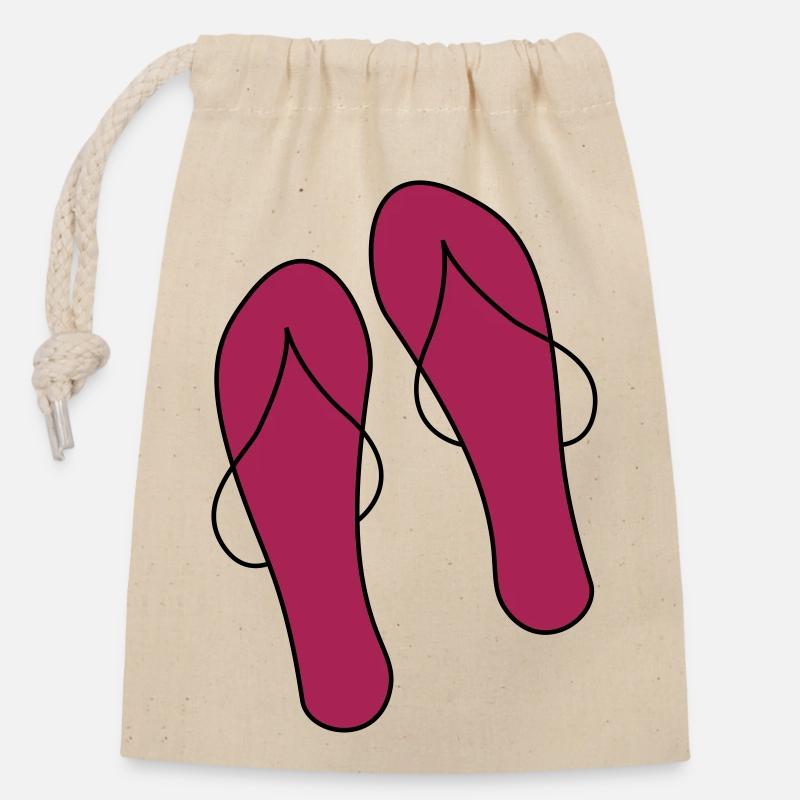 flipflops - Verschließbarer Geschenkbeutel aus Baumwolle (14x20cm) - Natur
