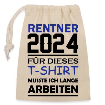 rentner 2024 - Verschließbarer Geschenkbeutel aus Baumwolle (14x20cm) - Natur - Vorne