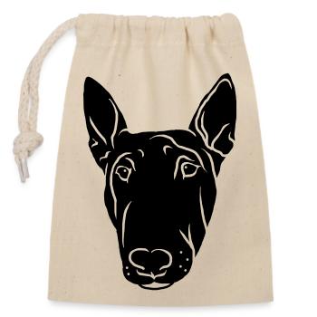 Bull Terrier Head Black - Closable cotton gift bag (14x20cm) - nature - Front