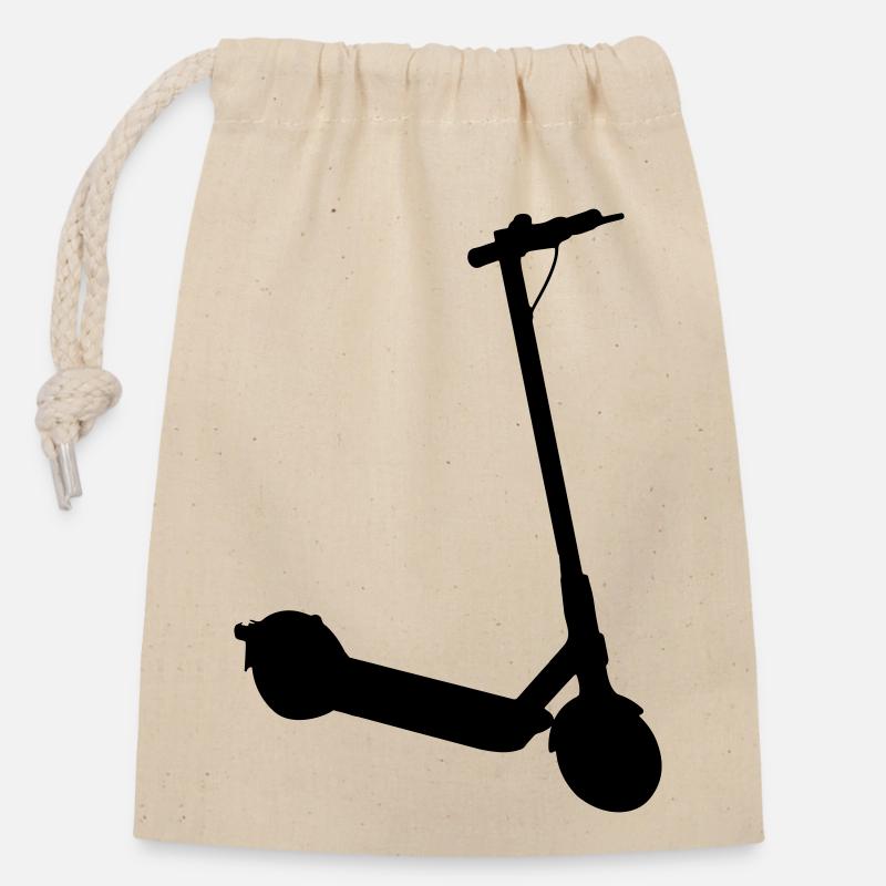 Silhouette de trottinette électrique - Sac cadeau en coton avec cordon (14 x 20 cm) - nature