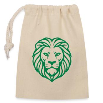 Löwenkopf-Logo-Symbol - Verschließbarer Geschenkbeutel aus Baumwolle (14x20cm) - Natur - Vorne