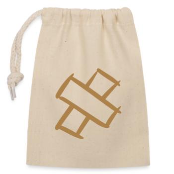 Pflasterkreuz. Pavement Cross. Wound plasters. - Closable cotton gift bag (14x20cm) - nature - Front