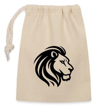 lion - Sac cadeau en coton avec cordon (14 x 20 cm) - nature - Devant