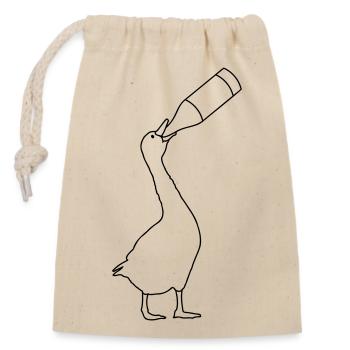 Gans säuft Bier - Verschließbarer Geschenkbeutel aus Baumwolle (14x20cm) - Natur - Vorne