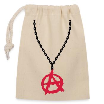 Necklace jewelry anarchy symbol - Closable cotton gift bag (14x20cm) - nature - Front