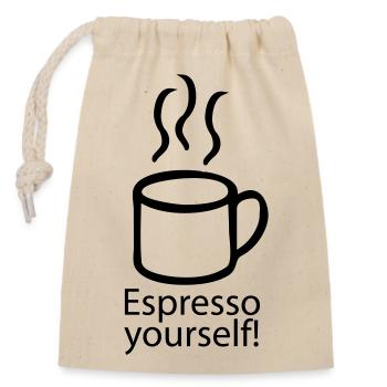 Café expresso soi-même - Sac cadeau en coton avec cordon (14 x 20 cm) - nature - Devant