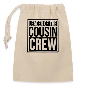 Leader Cousin Crew Team - Verschließbarer Geschenkbeutel aus Baumwolle (14x20cm) - Natur - Vorne