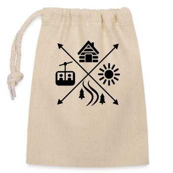 Sports d’hiver - Sac cadeau en coton avec cordon (14 x 20 cm) - nature - Devant