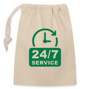 Logo du service d’assistance professionnel 24h/24 et 7j/7. 24 heures s - Sac cadeau en coton avec cordon (14 x 20 cm) - nature - Devant