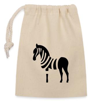 Zebra - Verschließbarer Geschenkbeutel aus Baumwolle (14x20cm) - Natur - Vorne