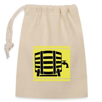 Beer barrel beer - Closable cotton gift bag (14x20cm) - nature - Front