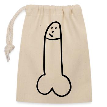 penis - Verschließbarer Geschenkbeutel aus Baumwolle (14x20cm) - Natur - Vorne
