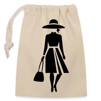 A classy lady's style - Closable cotton gift bag (14x20cm) - nature - Front