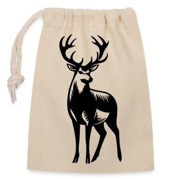 Hirsch Geweih Symbol Wappen Piktogramm Vektor - Verschließbarer Geschenkbeutel aus Baumwolle (14x20cm) - Natur - Vorne