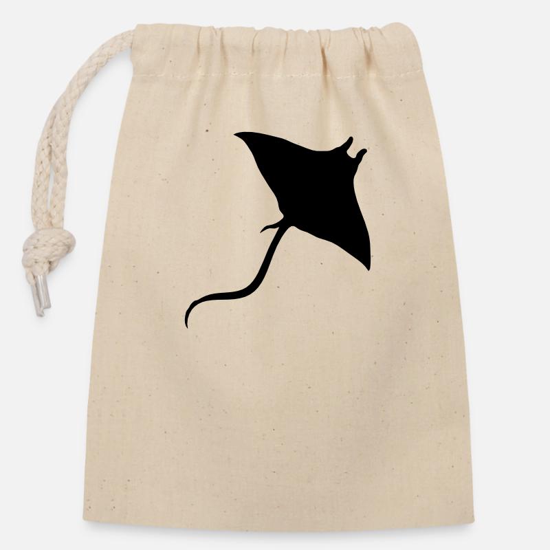 stachelrochen schwimmen tauchen silhouette umriss - Verschließbarer Geschenkbeutel aus Baumwolle (14x20cm) - Natur