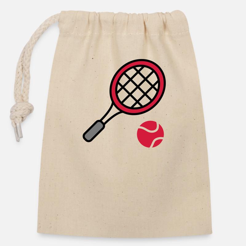 Tennis - Closable cotton gift bag (14x20cm) - nature