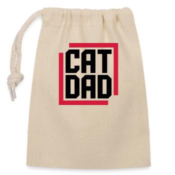 Cat Dad Logo Design - Verschließbarer Geschenkbeutel aus Baumwolle (14x20cm) - Natur - Vorne