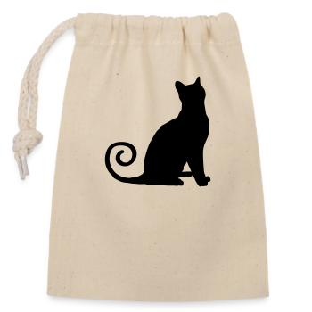 katze silhouette - Verschließbarer Geschenkbeutel aus Baumwolle (14x20cm) - Natur - Vorne