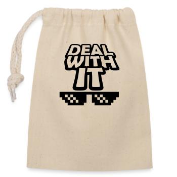 Texte Traitez-le - Sac cadeau en coton avec cordon (14 x 20 cm) - nature - Devant