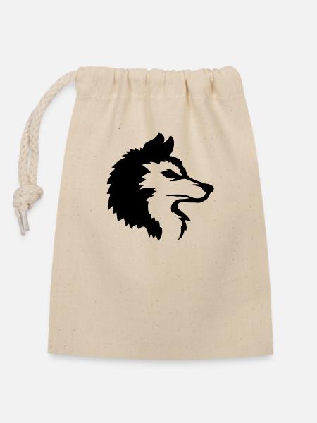 Alpha Wolf Cool Logo - Verschließbarer Geschenkbeutel aus Baumwolle (14x20cm) - Natur