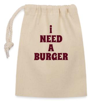 iNeedaBurger - Closable cotton gift bag (14x20cm) - nature - Front