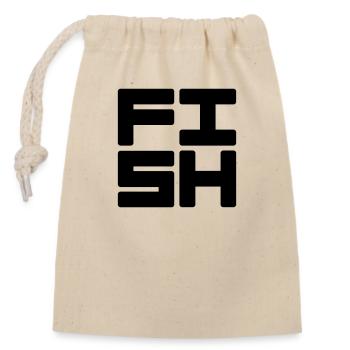 Fish Text Logo - Closable cotton gift bag (14x20cm) - nature - Front