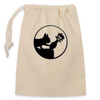 Falls down flower vase cat - Closable cotton gift bag (14x20cm) - nature - Front