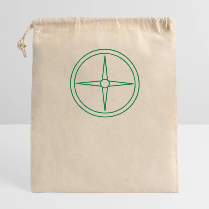 Compass rose with points Closable cotton gift bag (14x20cm)