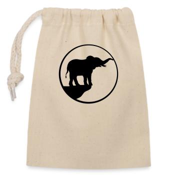 Klippe Mond Elefant Silhouette - Verschließbarer Geschenkbeutel aus Baumwolle (14x20cm) - Natur - Vorne