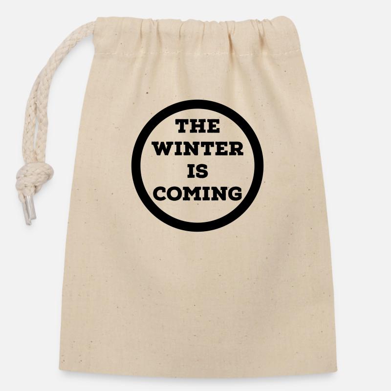 Winter - Closable cotton gift bag (14x20cm) - nature