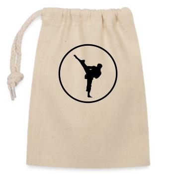 Karate Fighter - Closable cotton gift bag (14x20cm) - nature - Front