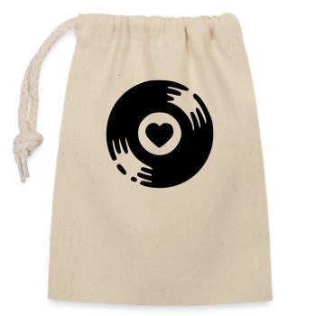 Vinyl disque - Sac cadeau en coton avec cordon (14 x 20 cm) - nature - Devant