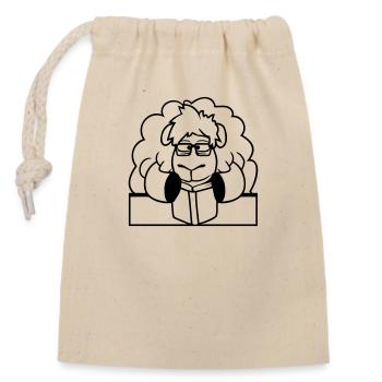 mouton nerd geek livre lecture nerd lunettes à monture de corne bureau - Sac cadeau en coton avec cordon (14 x 20 cm) - nature - Devant