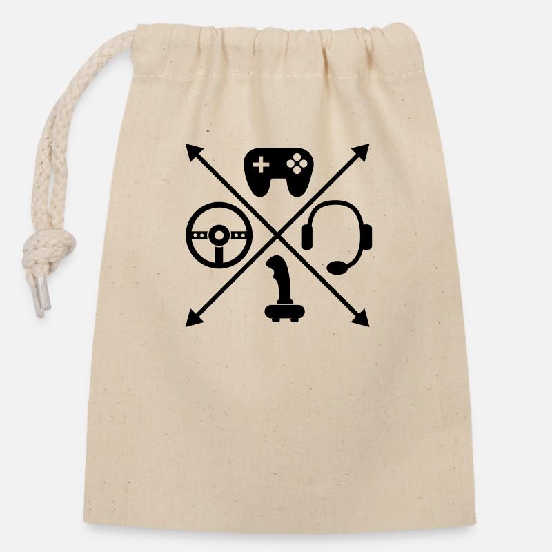 Gaming - Sac cadeau en coton avec cordon (14 x 20 cm) - nature