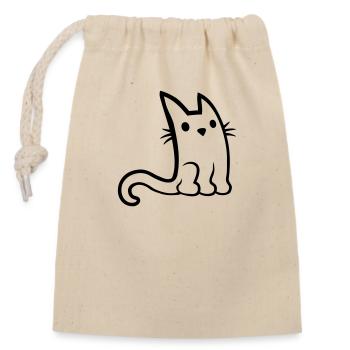 Little cute sitting cat - Closable cotton gift bag (14x20cm) - nature - Front