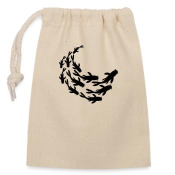 Schwarm Silhouette Koi Fische - Verschließbarer Geschenkbeutel aus Baumwolle (14x20cm) - Natur - Vorne