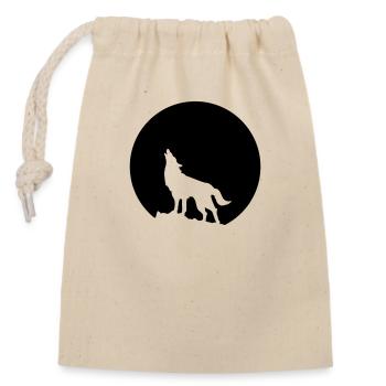 Wolf Howling Moon - Closable cotton gift bag (14x20cm) - nature - Front