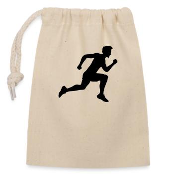 sport race sprinting fast endurance training joggi - Closable cotton gift bag (14x20cm) - nature - Front