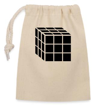 3x3 Block Cube - Closable cotton gift bag (14x20cm) - nature - Front