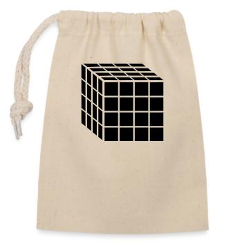 4x4 Block Cube - Closable cotton gift bag (14x20cm) - nature - Front