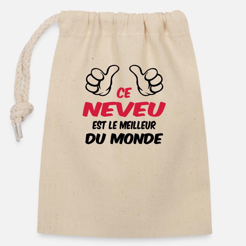 MEILLEUR NEVEU - Sac cadeau en coton avec cordon (14 x 20 cm) - nature