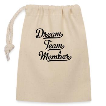 Dream Team Member - Closable cotton gift bag (14x20cm) - nature - Front