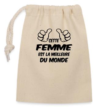MEILLEURE FEMME DU MONDE - Sac cadeau en coton avec cordon (14 x 20 cm) - nature - Devant