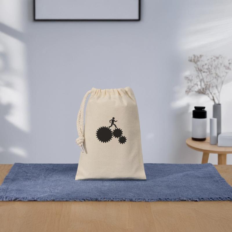 Workers in the clockwork! Closable cotton gift bag (14x20cm)