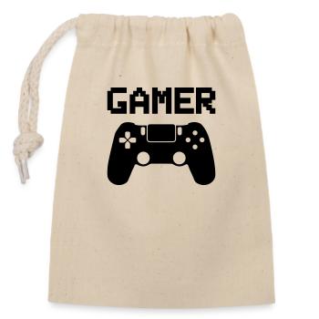 gamer - Closable cotton gift bag (14x20cm) - nature - Front