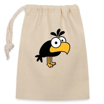 Rabe Comic Vogel steht guckt lustig Cartoon Humor - Verschließbarer Geschenkbeutel aus Baumwolle (14x20cm) - Natur - Vorne