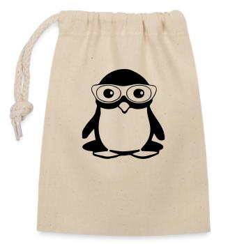 Penguin with glasses, vector illustration - Closable cotton gift bag (14x20cm) - nature - Front